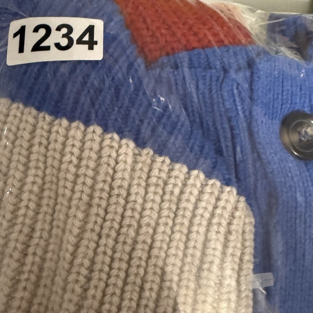 Bobo Choses Color Block Cardigan Sweater Oversized Chunky Knit Size S Preppy - Picture 11 of 11